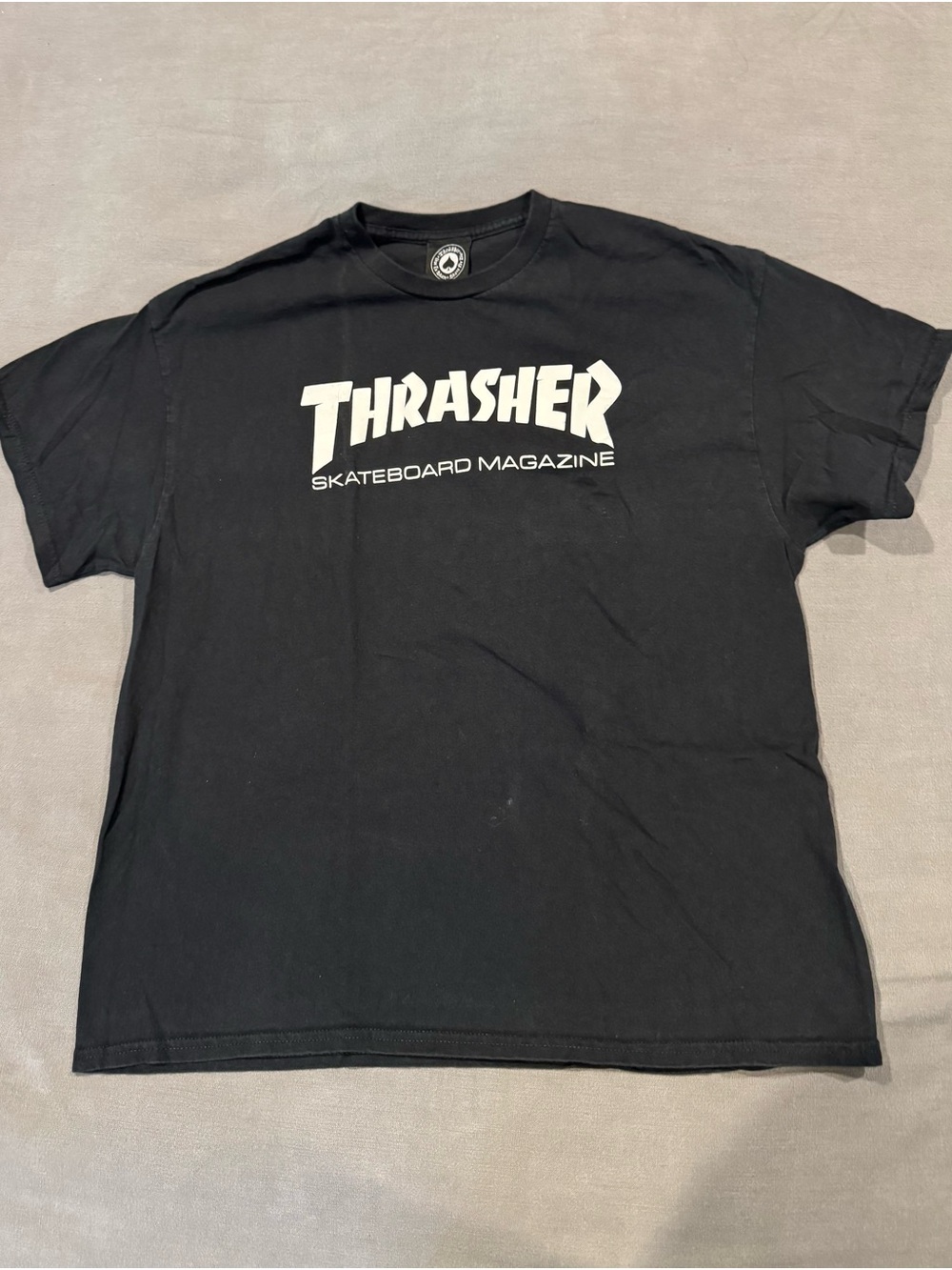 Thrasher Skateboarding, Black Short Sleeve Tee with White Logo